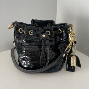 Coach Poppy Sequin Small Bucket Crossbody Bag